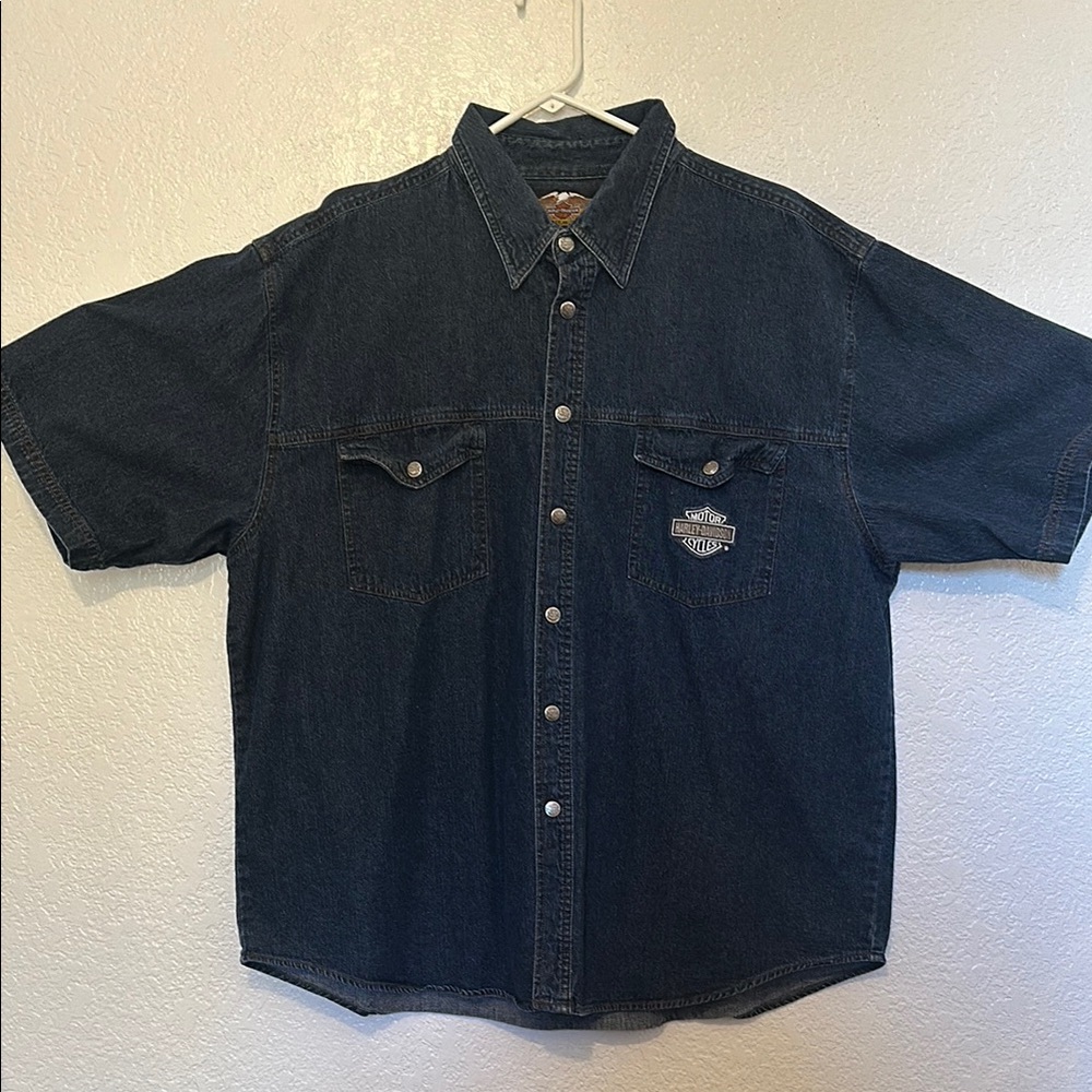 Harley-Davidson Men's Denim Shirt - Dark Blue